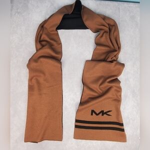 Michael Kors Warm Winter  Scarf Solid Brown Logo Accent.